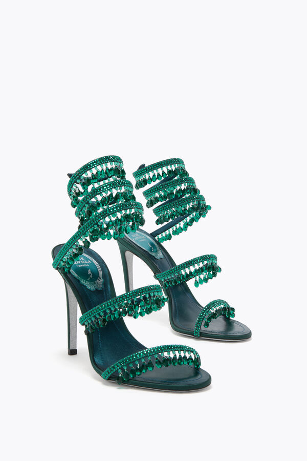 joyas lámpara de araÑa de color verde esmeralda sandalia 105 rene caovilla